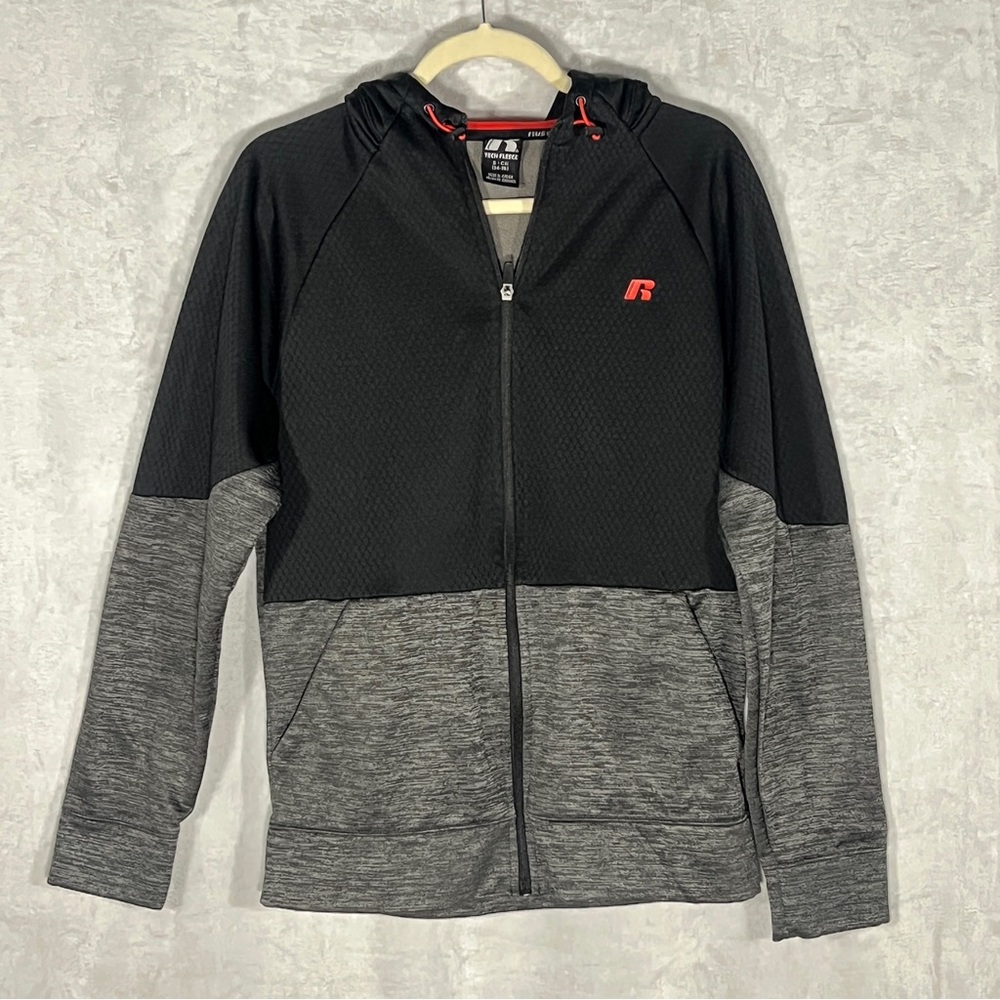 Russell Athletic - Black Gray Red - Tech Fleece Full Zip Hoodie - S